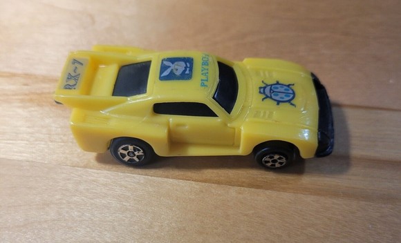 Vintage Hong Kong Playboy RX-7 No 601 Toyota Yellow Toy Car Race Racer Ladybug - Picture 2 of 7